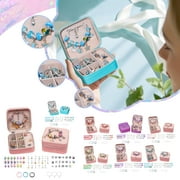 66pcs Jewelry Activity Kit,8 Sets - 66 Pieces +Jewelry Box,Diy Crystal Beaded Bracelet,Collectible Toys,DIY Crafts for Teen Girls,Sky Blue,Style F